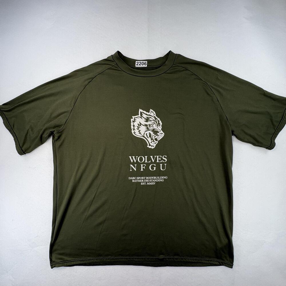 Darc Sport Shirt Mens XL Green Dry Wolf Wolves Bodybuilding Training Gym Tee